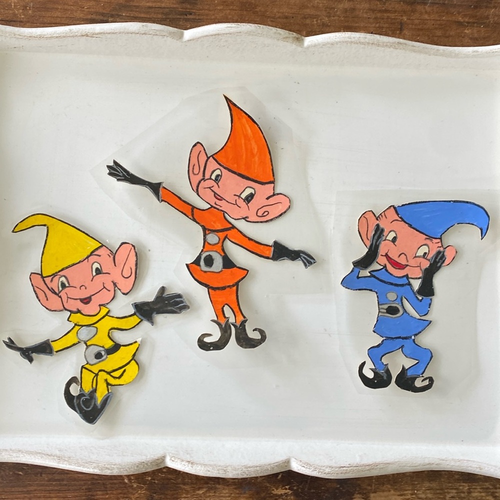 Vintage Pixie Elf Window Decals Lot of 3